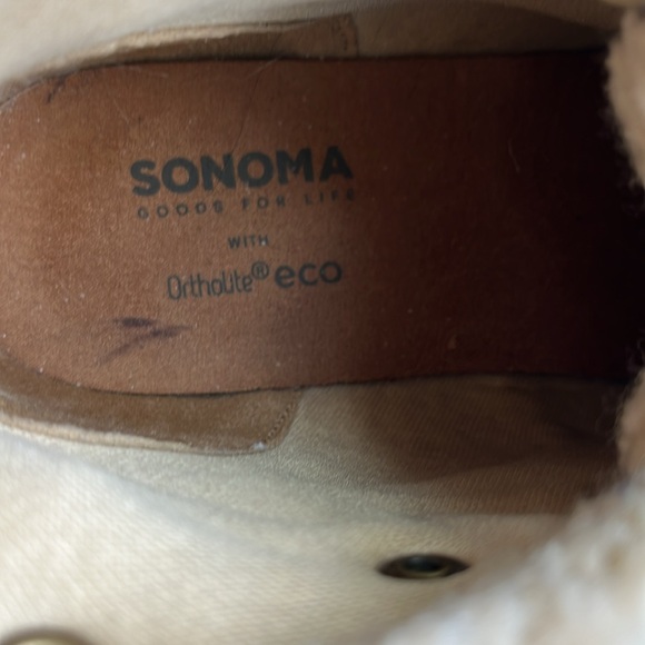 NWOT Sonoma Ortholite boots Kohls faux cognac brown suede grey top cream fur - Picture 5 of 6